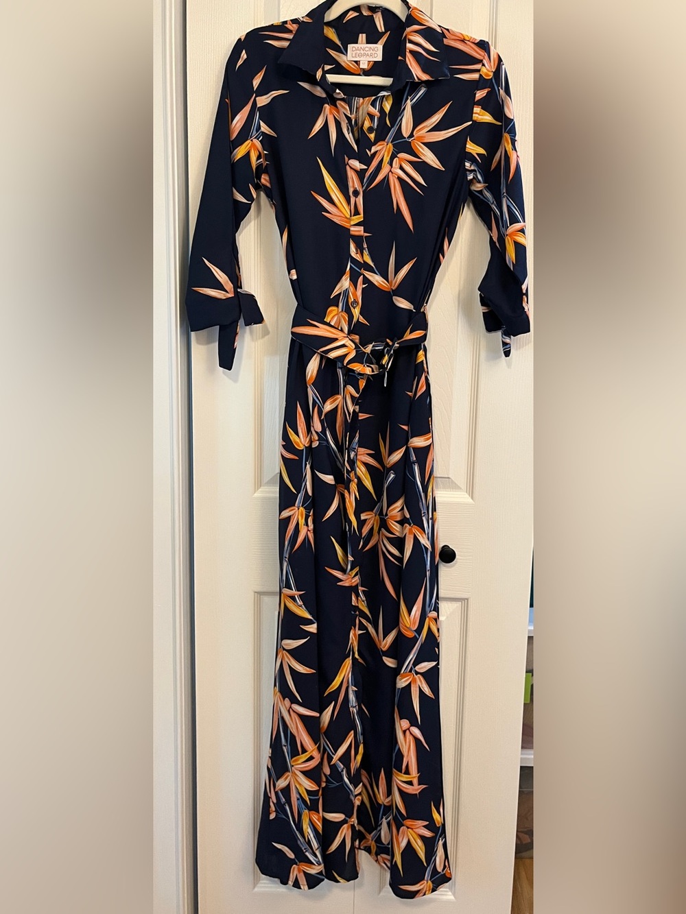 Navy & Floral Shirt Dress